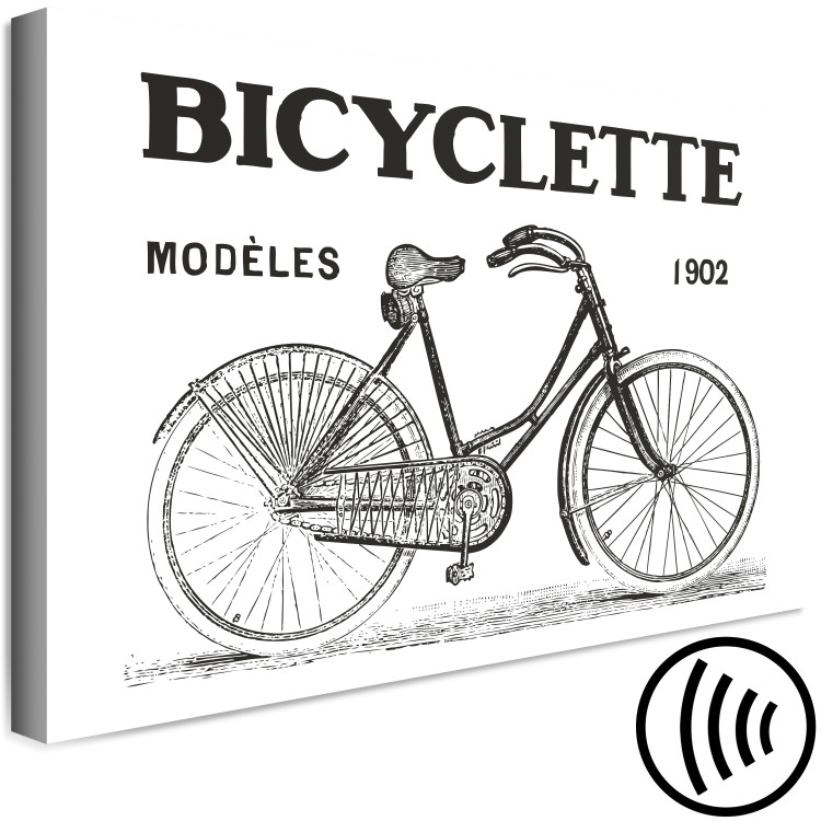 Canvas Art Print Old school vehicle - bicycle graphics in vintage line art style 115085 additionalImage 6