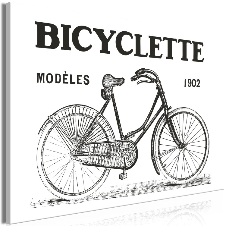 Canvas Art Print Old school vehicle - bicycle graphics in vintage line art style 115085 additionalImage 2