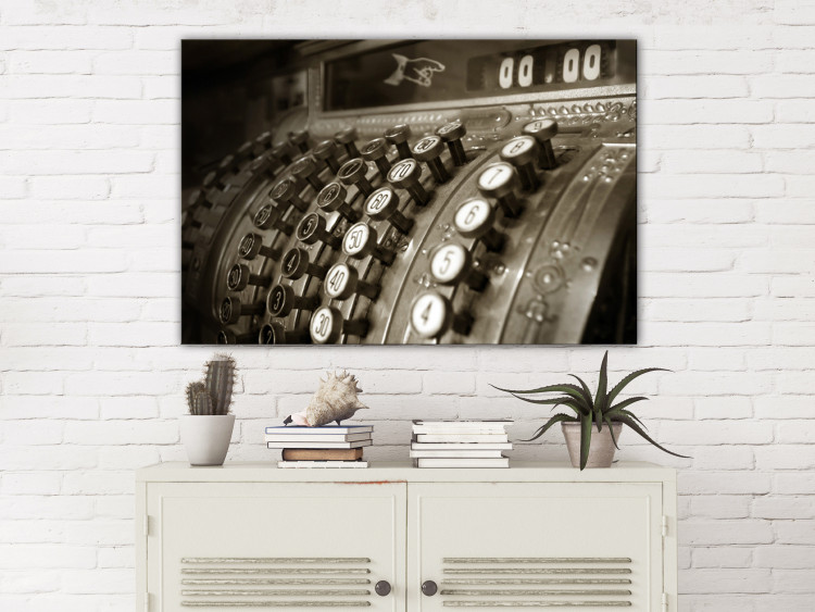 Canvas Print Vintage storefront - close-up of the buttons of an old cash register 116685 additionalImage 3