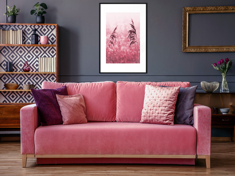 Poster Ruby Spikes - simple composition with field plants in pink tones 119185 additionalImage 5