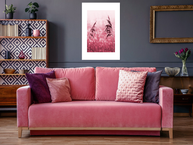 Poster Ruby Spikes - simple composition with field plants in pink tones 119185 additionalImage 20