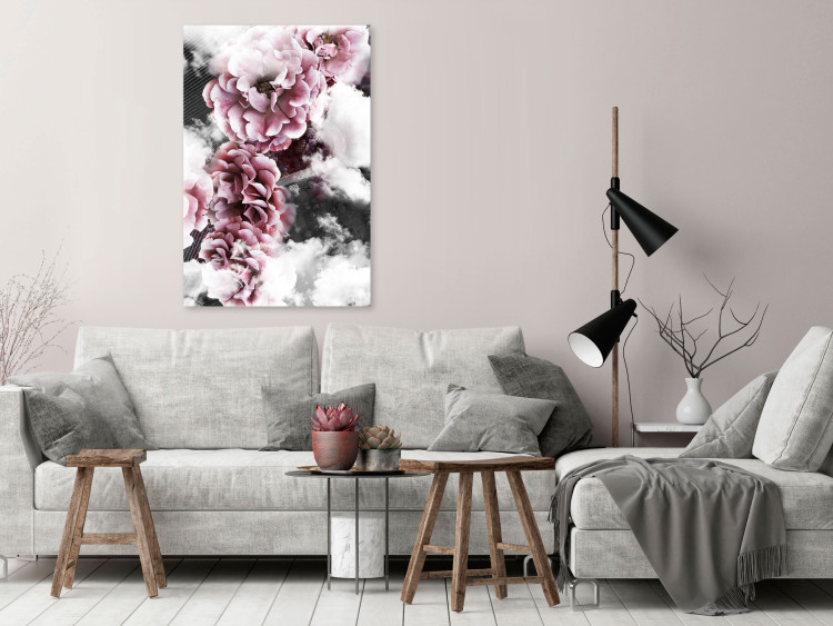 Canvas Print Sacrum Profanum - interpenetrating photos of clouds and pink flowers 122785 additionalImage 3