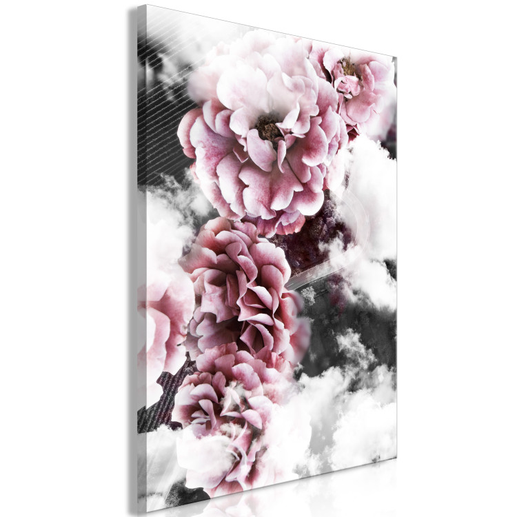 Canvas Print Sacrum Profanum - interpenetrating photos of clouds and pink flowers 122785 additionalImage 2