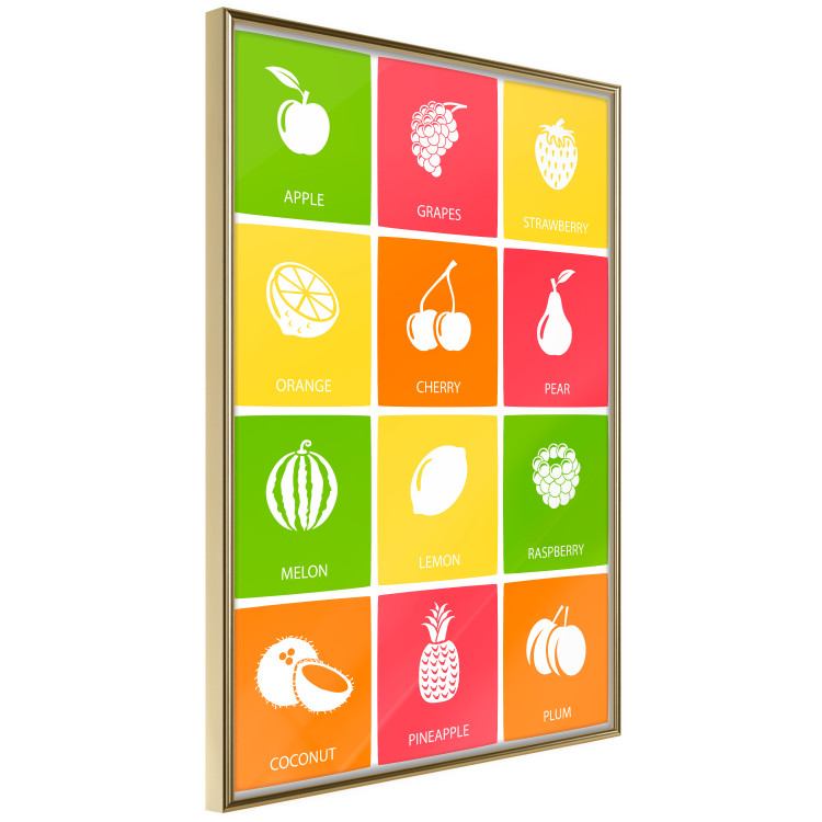 Poster Colorful Fruits - board with colorful squares and fruit graphics 123585 additionalImage 14