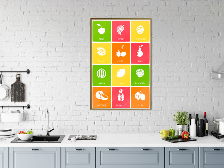 Poster Colorful Fruits - board with colorful squares and fruit graphics 123585 additionalImage 5