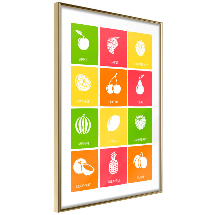 Poster Colorful Fruits - board with colorful squares and fruit graphics 123585 additionalImage 6