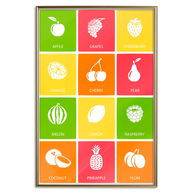 Poster Colorful Fruits - board with colorful squares and fruit graphics 123585 additionalImage 20