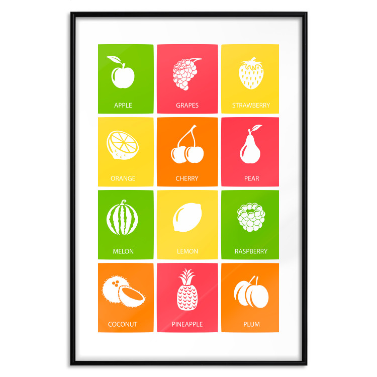 Poster Colorful Fruits - board with colorful squares and fruit graphics 123585 additionalImage 17