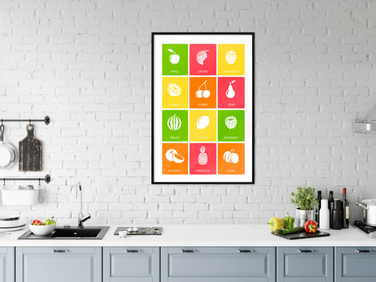 Poster Colorful Fruits - board with colorful squares and fruit graphics 123585 additionalImage 6