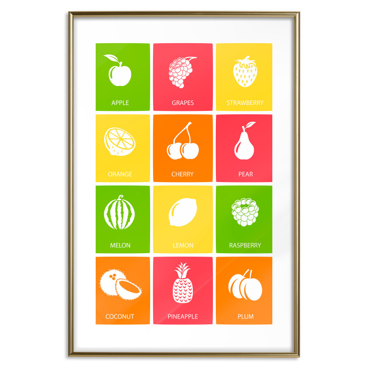 Poster Colorful Fruits - board with colorful squares and fruit graphics 123585 additionalImage 16