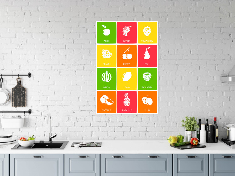 Poster Colorful Fruits - board with colorful squares and fruit graphics 123585 additionalImage 23