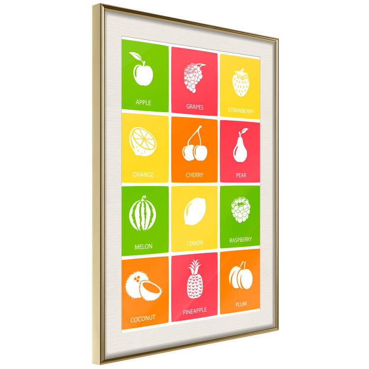 Poster Colorful Fruits - board with colorful squares and fruit graphics 123585 additionalImage 2