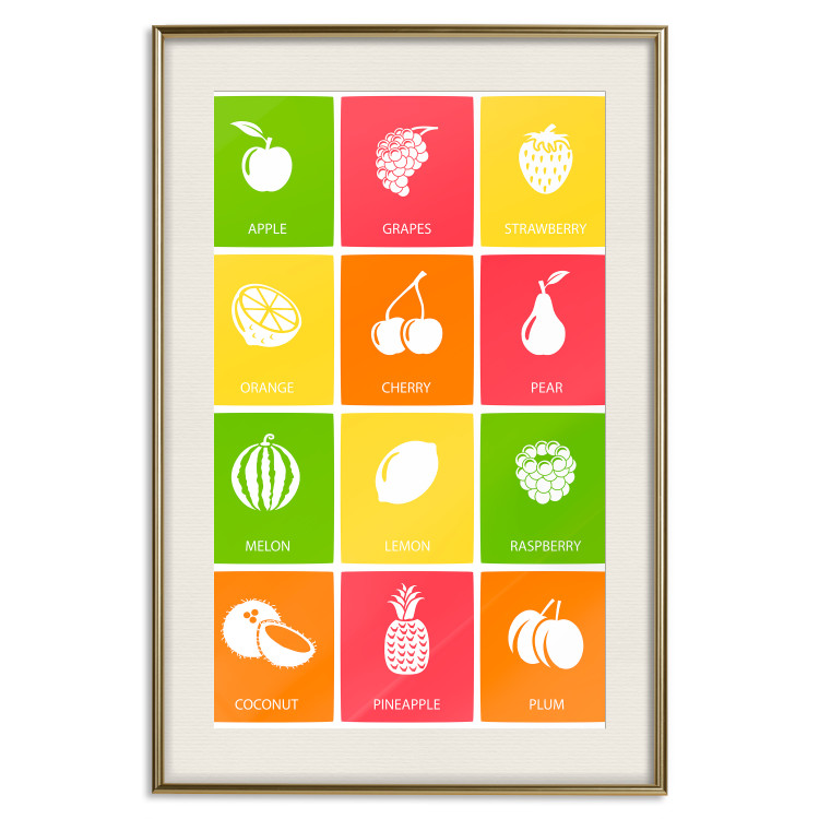 Poster Colorful Fruits - board with colorful squares and fruit graphics 123585 additionalImage 19