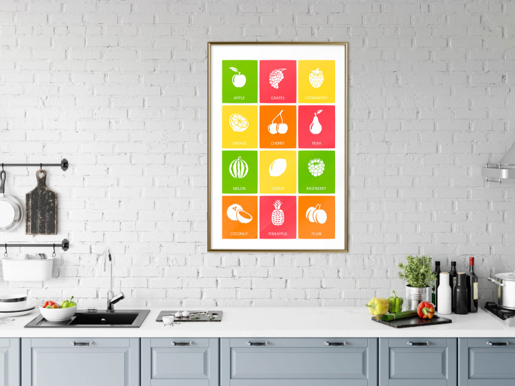 Poster Colorful Fruits - board with colorful squares and fruit graphics 123585 additionalImage 15