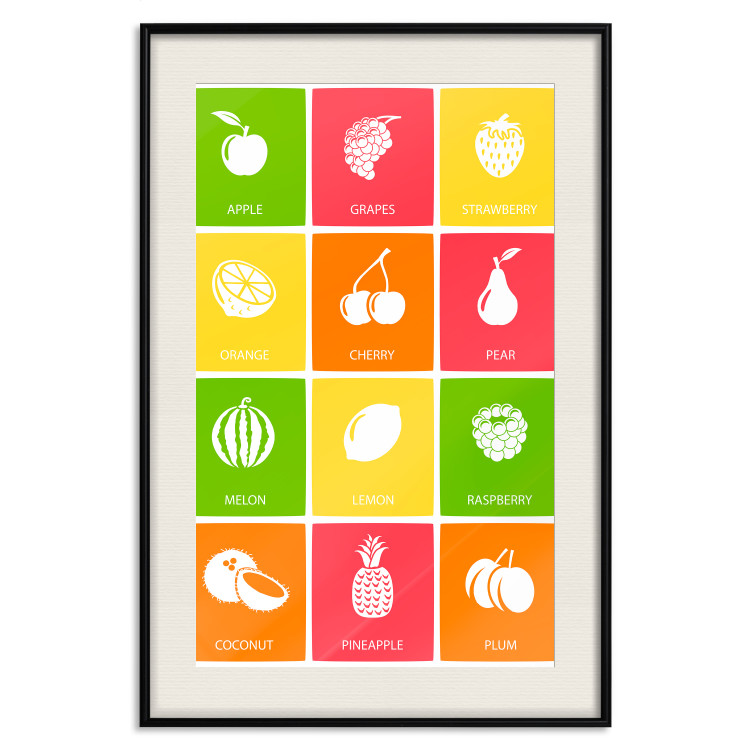 Poster Colorful Fruits - board with colorful squares and fruit graphics 123585 additionalImage 18