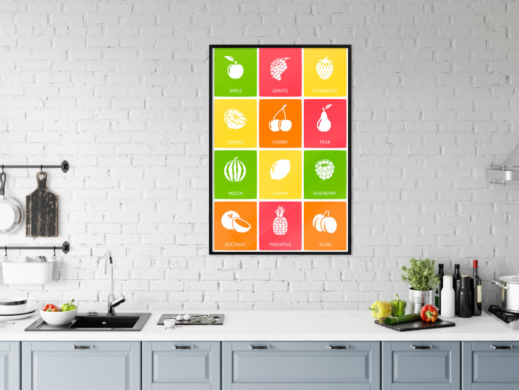 Poster Colorful Fruits - board with colorful squares and fruit graphics 123585 additionalImage 3