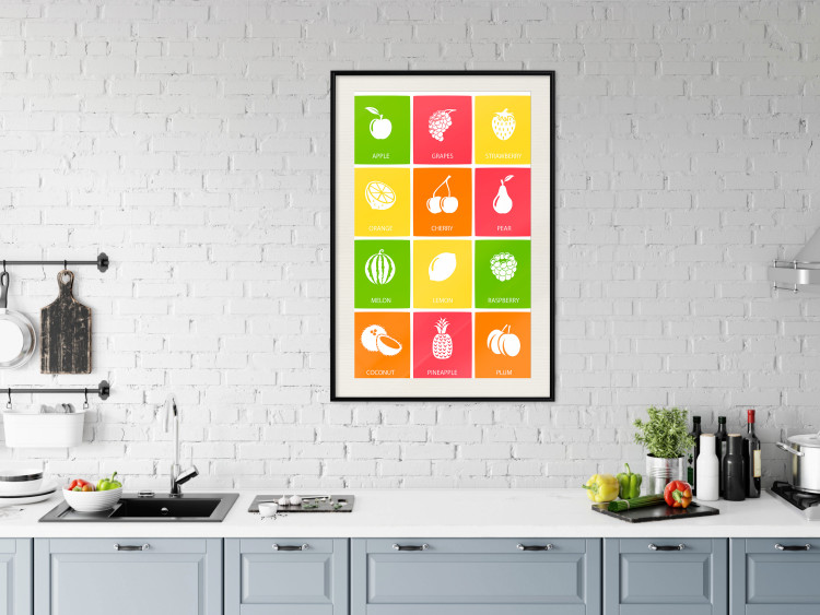 Poster Colorful Fruits - board with colorful squares and fruit graphics 123585 additionalImage 22