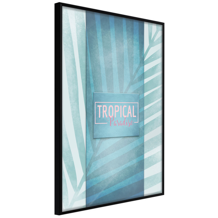 Wall Poster Tropical Paradise - English inscriptions on background of blue leaf 123985 additionalImage 12