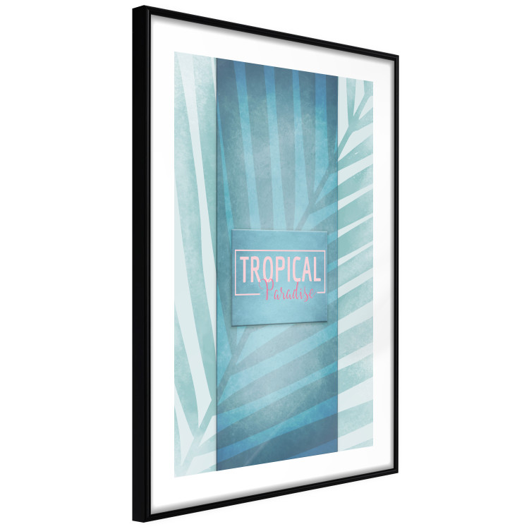 Wall Poster Tropical Paradise - English inscriptions on background of blue leaf 123985 additionalImage 11