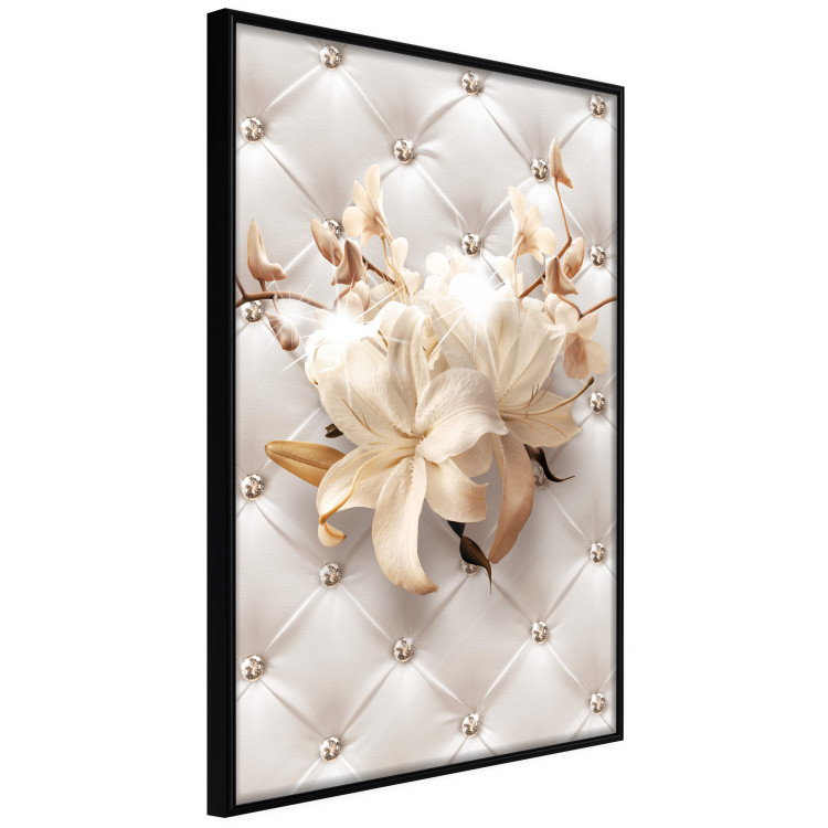 Poster Diamond Lilies - lily flower against white texture with crystals 124485 additionalImage 10