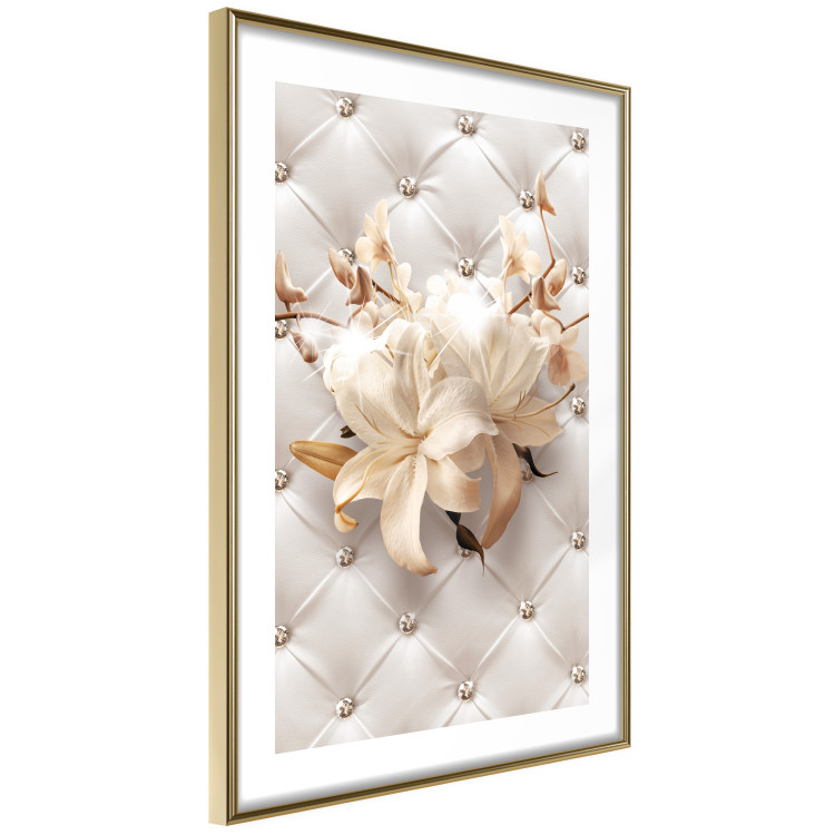 Poster Diamond Lilies - lily flower against white texture with crystals 124485 additionalImage 6