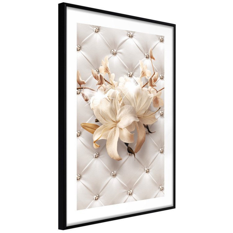 Poster Diamond Lilies - lily flower against white texture with crystals 124485 additionalImage 11