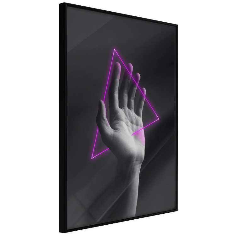 Wall Poster Hand and Triangle - black and white hand with a fancy neon triangle 125085 additionalImage 12