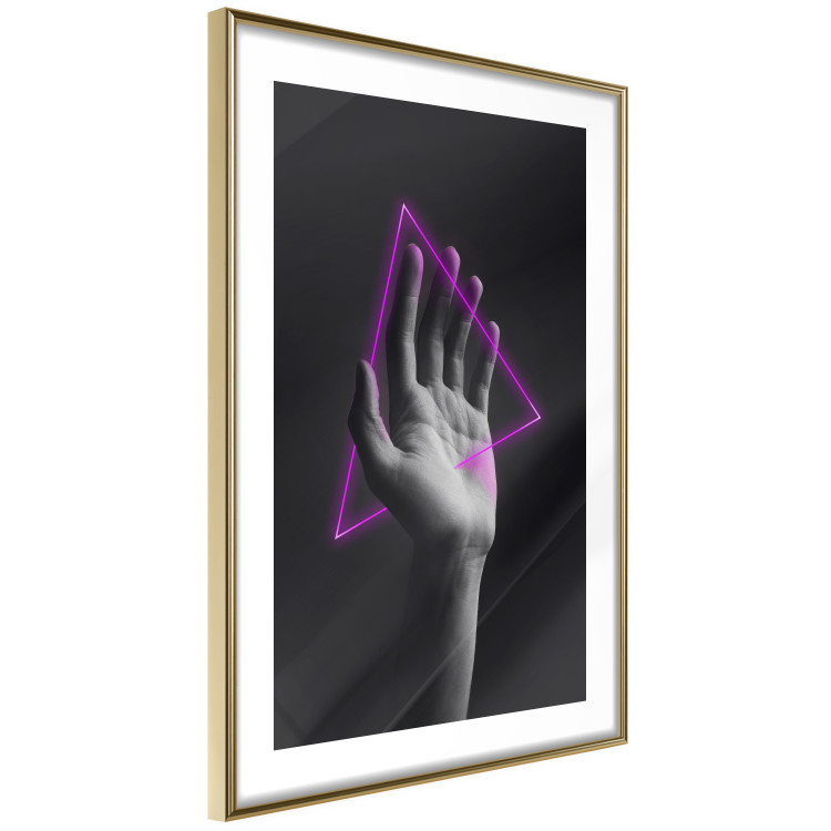 Wall Poster Hand and Triangle - black and white hand with a fancy neon triangle 125085 additionalImage 8