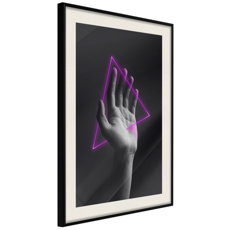 Wall Poster Hand and Triangle - black and white hand with a fancy neon triangle 125085 additionalImage 3