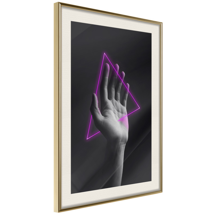 Wall Poster Hand and Triangle - black and white hand with a fancy neon triangle 125085 additionalImage 2