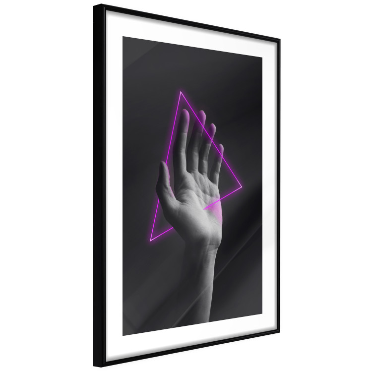 Wall Poster Hand and Triangle - black and white hand with a fancy neon triangle 125085 additionalImage 11