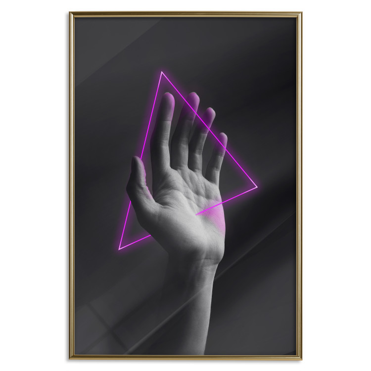 Wall Poster Hand and Triangle - black and white hand with a fancy neon triangle 125085 additionalImage 26
