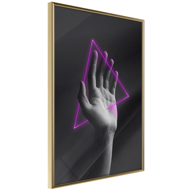 Wall Poster Hand and Triangle - black and white hand with a fancy neon triangle 125085 additionalImage 14