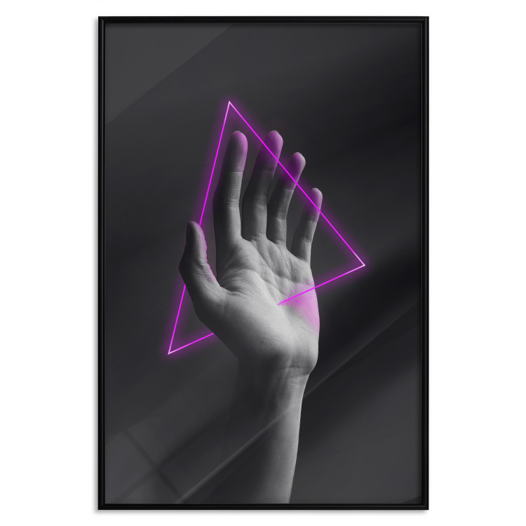 Wall Poster Hand and Triangle - black and white hand with a fancy neon triangle 125085 additionalImage 27