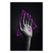 Wall Poster Hand and Triangle - black and white hand with a fancy neon triangle 125085