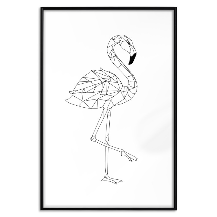 Wall Poster Serene Flamingo - line art of bird with geometric figures on white background 128385 additionalImage 18