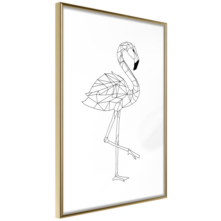 Wall Poster Serene Flamingo - line art of bird with geometric figures on white background 128385 additionalImage 3