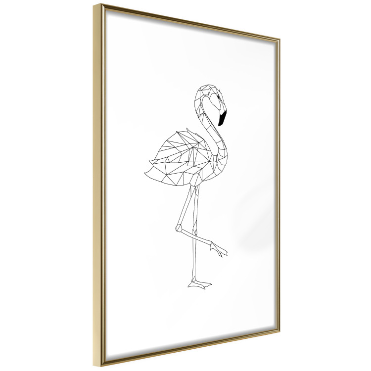 Wall Poster Serene Flamingo - line art of bird with geometric figures on white background 128385 additionalImage 9