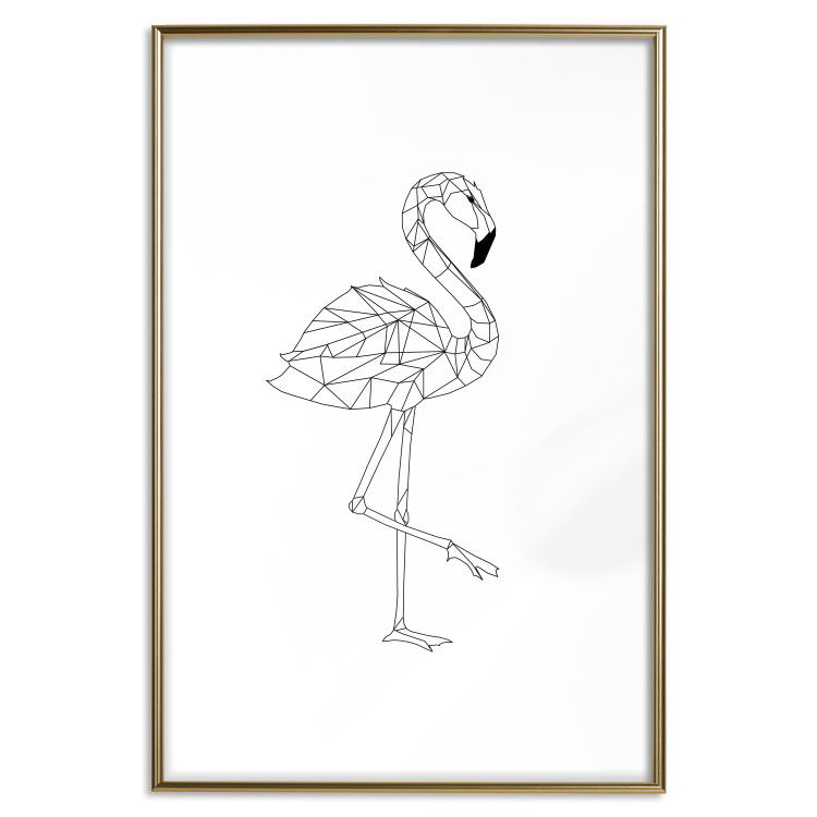 Wall Poster Serene Flamingo - line art of bird with geometric figures on white background 128385 additionalImage 20