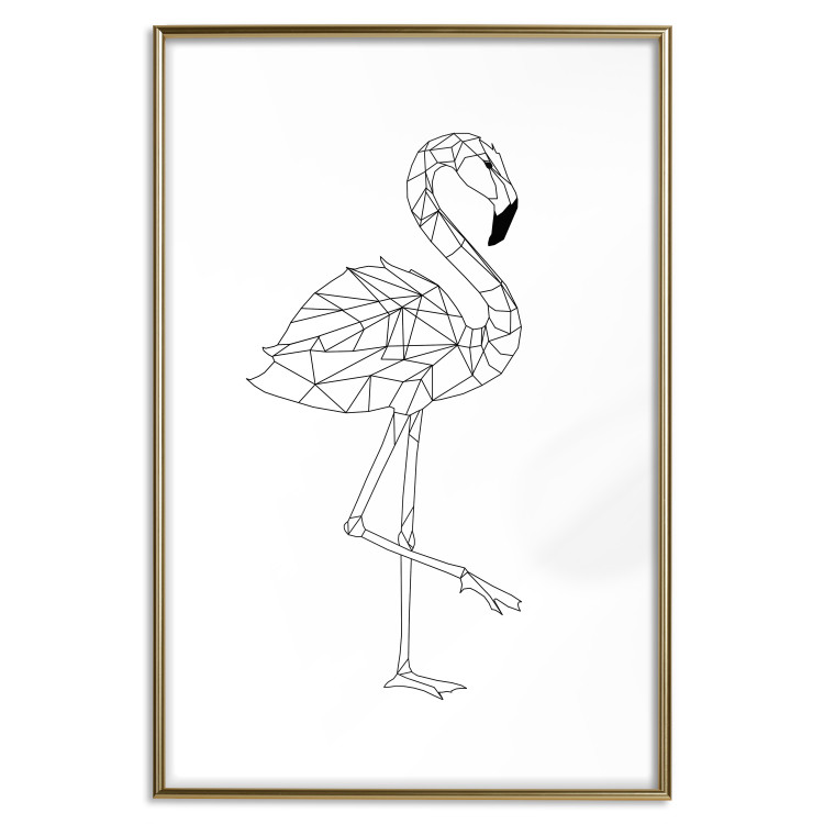 Wall Poster Serene Flamingo - line art of bird with geometric figures on white background 128385 additionalImage 16