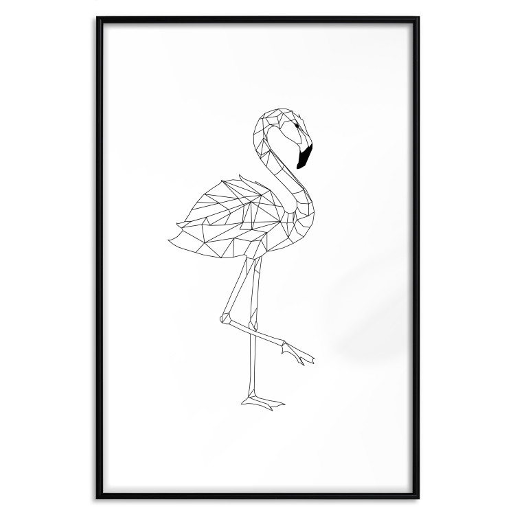 Wall Poster Serene Flamingo - line art of bird with geometric figures on white background 128385 additionalImage 19