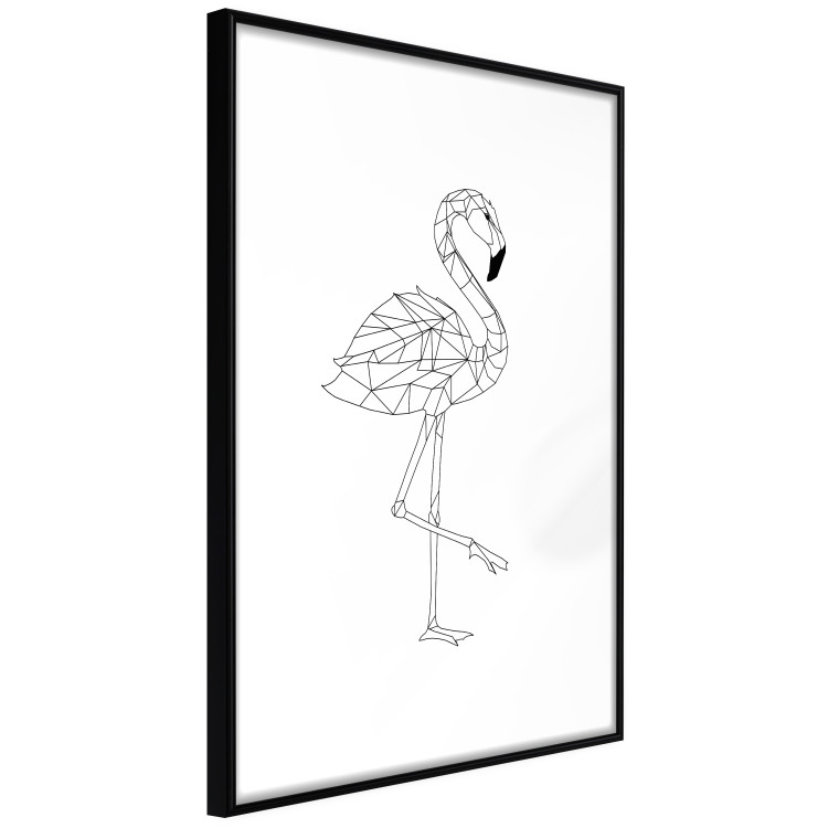 Wall Poster Serene Flamingo - line art of bird with geometric figures on white background 128385 additionalImage 2