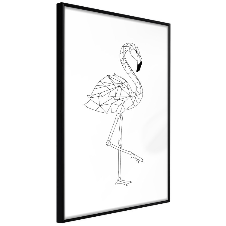 Wall Poster Serene Flamingo - line art of bird with geometric figures on white background 128385 additionalImage 4