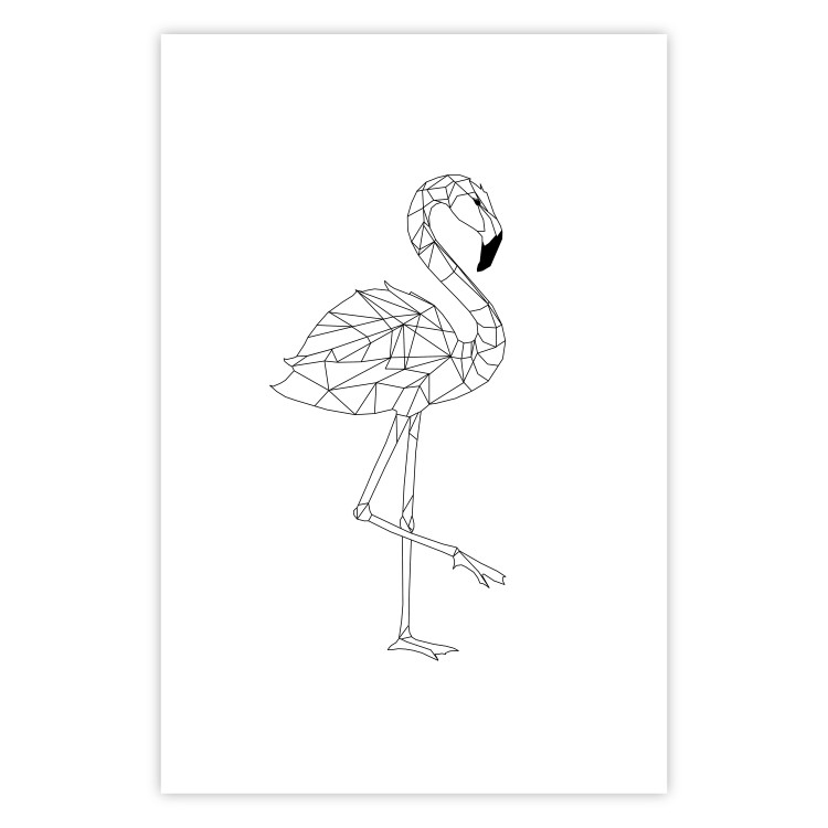 Wall Poster Serene Flamingo - line art of bird with geometric figures on white background 128385 additionalImage 17