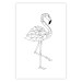 Wall Poster Serene Flamingo - line art of bird with geometric figures on white background 128385