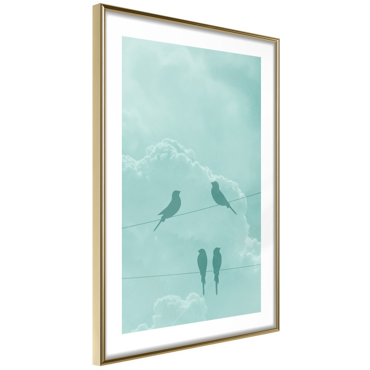 Poster Seagreen Sky - abstract birds against light sky and clouds 129585 additionalImage 9