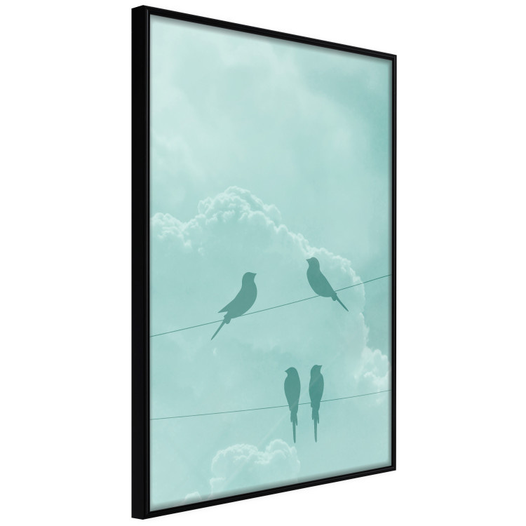 Poster Seagreen Sky - abstract birds against light sky and clouds 129585 additionalImage 11
