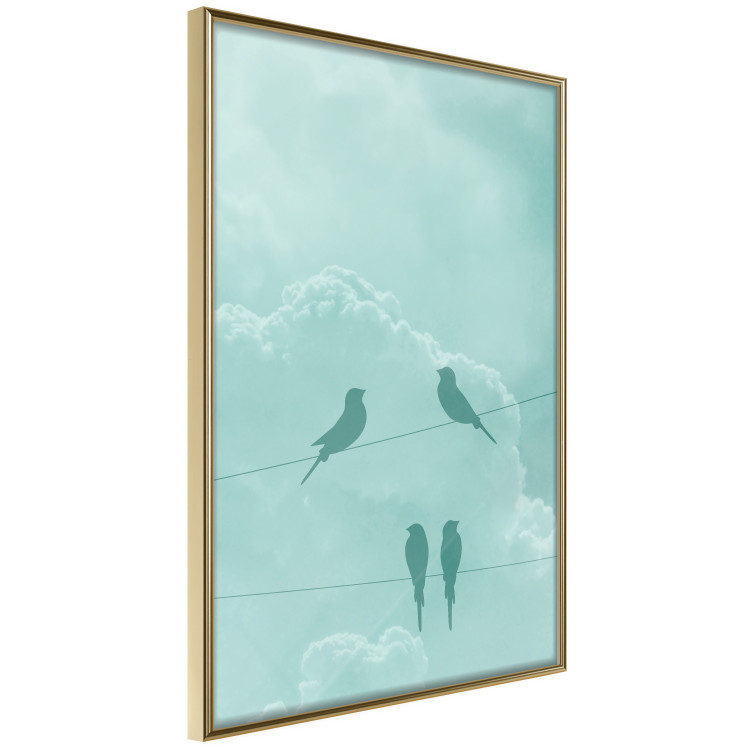 Poster Seagreen Sky - abstract birds against light sky and clouds 129585 additionalImage 12