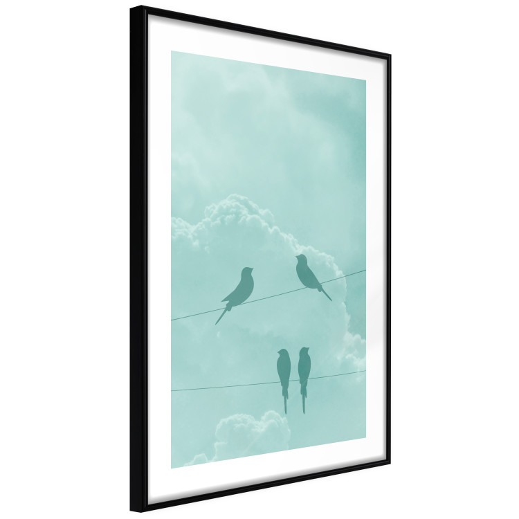 Poster Seagreen Sky - abstract birds against light sky and clouds 129585 additionalImage 8