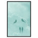Poster Seagreen Sky - abstract birds against light sky and clouds 129585 additionalThumb 16